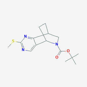 molecular formula C15H21N3O2S B3225678 tert-Butyl 2-(methylthio)-5,6,7,8-tetrahydro-5,8-(epiminomethano)quinazoline-10-carboxylate CAS No. 1250998-81-2