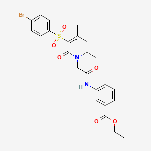 molecular formula C24H23BrN2O6S B3225897 Ethyl 3-{2-[3-(4-bromobenzenesulfonyl)-4,6-dimethyl-2-oxo-1,2-dihydropyridin-1-yl]acetamido}benzoate CAS No. 1251569-28-4