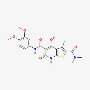 molecular formula C20H21N3O6S B3225948 N5-(3,4-dimethoxyphenyl)-4-hydroxy-N2,N2,3-trimethyl-6-oxo-6,7-dihydrothieno[2,3-b]pyridine-2,5-dicarboxamide CAS No. 1251587-24-2