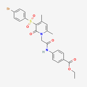 molecular formula C24H23BrN2O6S B3226106 ethyl 4-({[3-[(4-bromophenyl)sulfonyl]-4,6-dimethyl-2-oxopyridin-1(2H)-yl]acetyl}amino)benzoate CAS No. 1251673-40-1