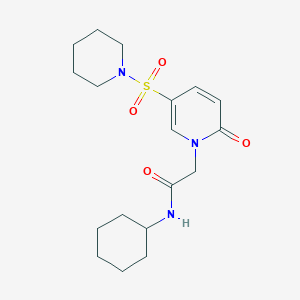 molecular formula C18H27N3O4S B3226140 N-cyclohexyl-2-[2-oxo-5-(piperidine-1-sulfonyl)-1,2-dihydropyridin-1-yl]acetamide CAS No. 1251685-06-9