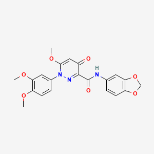 molecular formula C21H19N3O7 B3226189 N-(2H-1,3-benzodioxol-5-yl)-1-(3,4-dimethoxyphenyl)-6-methoxy-4-oxo-1,4-dihydropyridazine-3-carboxamide CAS No. 1251704-80-9