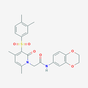molecular formula C25H26N2O6S B3226215 N-(2,3-dihydro-1,4-benzodioxin-6-yl)-2-[3-(3,4-dimethylbenzenesulfonyl)-4,6-dimethyl-2-oxo-1,2-dihydropyridin-1-yl]acetamide CAS No. 1251709-21-3