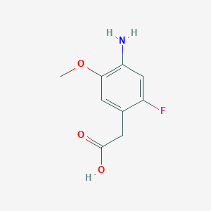 molecular formula C9H10FNO3 B3227255 Benzeneacetic acid, 4-amino-2-fluoro-5-methoxy- CAS No. 1260793-35-8