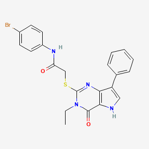 molecular formula C22H19BrN4O2S B3227381 N-(4-bromophenyl)-2-((3-ethyl-4-oxo-7-phenyl-4,5-dihydro-3H-pyrrolo[3,2-d]pyrimidin-2-yl)thio)acetamide CAS No. 1260988-22-4