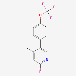 molecular formula C13H9F4NO B3228131 2-Fluoro-4-methyl-5-(4-(trifluoromethoxy)phenyl)pyridine CAS No. 1261654-57-2