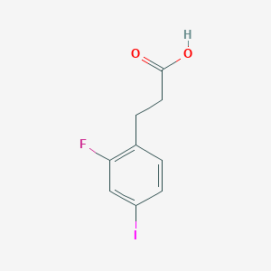 molecular formula C9H8FIO2 B3228151 Benzenepropanoic acid, 2-fluoro-4-iodo- CAS No. 1261759-82-3