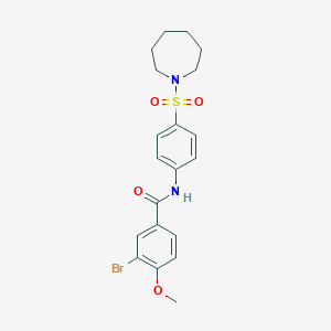 molecular formula C20H23BrN2O4S B322827 N-[4-(1-azepanylsulfonyl)phenyl]-3-bromo-4-methoxybenzamide 