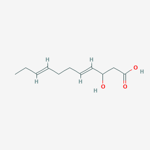 molecular formula C11H18O3 B3228397 TRANS,CIS-3-HYDROXYUNDECA-4,8-DIENOIC ACID CAS No. 1263035-61-5