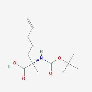 molecular formula C13H23NO4 B3228444 (S)-2-((tert-Butoxycarbonyl)amino)-2-methylhept-6-enoic acid CAS No. 1263048-46-9