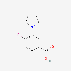 molecular formula C11H12FNO2 B3228652 4-Fluoro-3-(pyrrolidin-1-yl)benzoic acid CAS No. 1267141-64-9