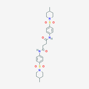 molecular formula C28H38N4O6S2 B322895 N~1~,N~4~-bis{4-[(4-methyl-1-piperidinyl)sulfonyl]phenyl}succinamide 
