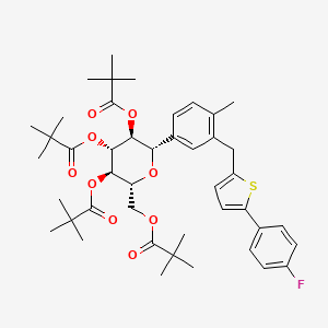 molecular formula C44H57FO9S B3229231 D-Glucitol, 1,5-anhydro-1-C-[3-[[5-(4-fluorophenyl)-2-thienyl]methyl]-4-methylphenyl]-, 2,3,4,6-tetrakis(2,2-dimethylpropanoate), (1S)- CAS No. 1283129-18-9