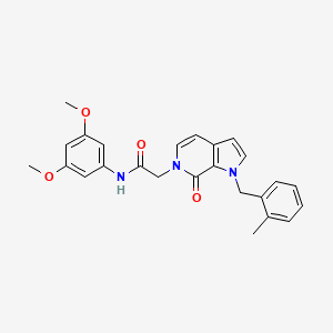 molecular formula C25H25N3O4 B3229371 N-(3,5-dimethoxyphenyl)-2-{1-[(2-methylphenyl)methyl]-7-oxo-1H,6H,7H-pyrrolo[2,3-c]pyridin-6-yl}acetamide CAS No. 1286702-39-3