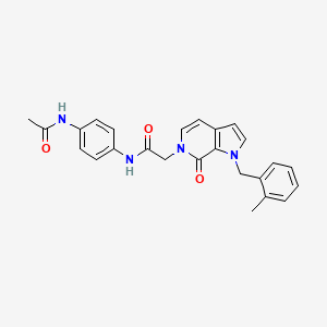 molecular formula C25H24N4O3 B3229380 N-(4-acetamidophenyl)-2-{1-[(2-methylphenyl)methyl]-7-oxo-1H,6H,7H-pyrrolo[2,3-c]pyridin-6-yl}acetamide CAS No. 1286706-96-4