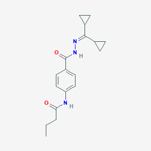molecular formula C18H23N3O2 B322945 N-(4-{[2-(dicyclopropylmethylene)hydrazino]carbonyl}phenyl)butanamide 