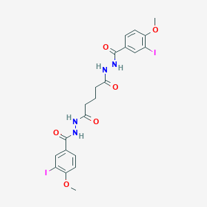 molecular formula C21H22I2N4O6 B322955 N'-(3-IODO-4-METHOXYBENZOYL)-5-[(3-IODO-4-METHOXYPHENYL)FORMOHYDRAZIDO]-5-OXOPENTANEHYDRAZIDE 