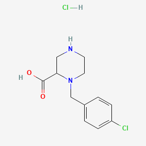 molecular formula C12H16Cl2N2O2 B3229610 1-(4-Chloro-benzyl)-piperazine-2-carboxylic acid hydrochloride CAS No. 1289384-96-8