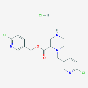 B3229623 (6-Chloropyridin-3-yl)methyl 1-((6-chloropyridin-3-yl)methyl)piperazine-2-carboxylate hydrochloride CAS No. 1289385-01-8