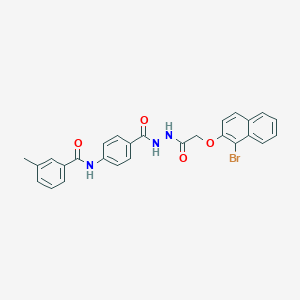 molecular formula C27H22BrN3O4 B322968 N-{4-[(2-{[(1-bromo-2-naphthyl)oxy]acetyl}hydrazino)carbonyl]phenyl}-3-methylbenzamide 