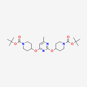 B3229715 Tert-butyl 4-((2-(1-(tert-butoxycarbonyl)piperidin-4-yloxy))-6-methyl-pyrimidin-4-yloxy)piperidine-1-carboxylate CAS No. 1289386-35-1