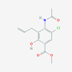 molecular formula C13H14ClNO4 B3230224 Methyl 4-acetamido-3-allyl-5-chloro-2-hydroxybenzoate CAS No. 129511-07-5