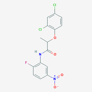molecular formula C15H11Cl2FN2O4 B323048 2-(2,4-dichlorophenoxy)-N-(2-fluoro-5-nitrophenyl)propanamide 