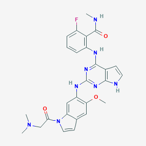 molecular formula C27H27FN8O3 B032306 2-[(2-{[1-(N,N-Dimethylglycyl)-5-Methoxy-1h-Indol-6-Yl]amino}-7h-Pyrrolo[2,3-D]pyrimidin-4-Yl)amino]-6-Fluoro-N-Methylbenzamide CAS No. 1186659-59-5