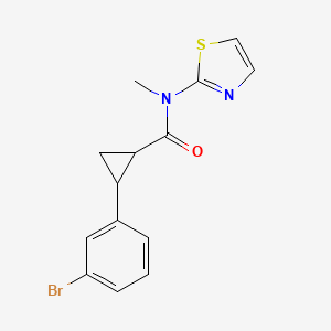 molecular formula C14H13BrN2OS B3230857 Cyclopropanecarboxamide, 2-(3-bromophenyl)-N-methyl-N-2-thiazolyl- CAS No. 1311870-36-6