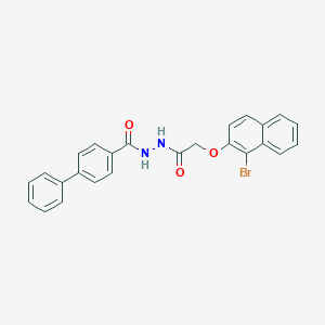molecular formula C25H19BrN2O3 B323121 N'-{2-[(1-bromonaphthalen-2-yl)oxy]acetyl}-[1,1'-biphenyl]-4-carbohydrazide 