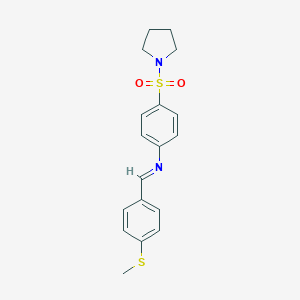 molecular formula C18H20N2O2S2 B323155 N-[4-(methylsulfanyl)benzylidene]-4-(1-pyrrolidinylsulfonyl)aniline 