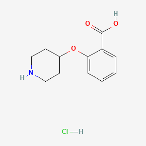molecular formula C12H16ClNO3 B3231984 2-(Piperidin-4-yloxy)benzoic acid hydrochloride CAS No. 1332531-16-4