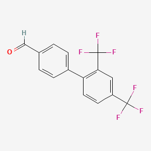molecular formula C15H8F6O B3232055 2',4'-Bis(trifluoromethyl)-[1,1'-biphenyl]-4-carbaldehyde CAS No. 1333319-67-7