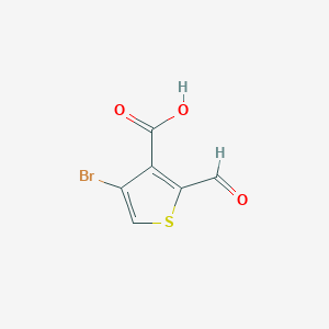 molecular formula C6H3BrO3S B3232180 4-Bromo-2-formylthiophene-3-carboxylic acid CAS No. 1334640-34-4