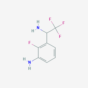 molecular formula C8H8F4N2 B3232263 3-(1-Amino-2,2,2-trifluoroethyl)-2-fluoroaniline CAS No. 1337383-68-2