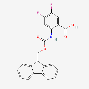molecular formula C22H15F2NO4 B3232588 2-{[(9H-fluoren-9-ylmethoxy)carbonyl]amino}-4,5-difluorobenzoic acid CAS No. 1343071-33-9