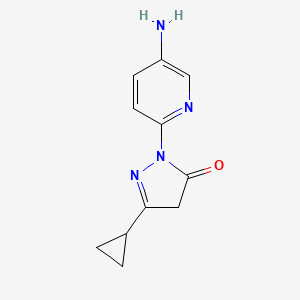 molecular formula C11H12N4O B3232636 1-(5-aminopyridin-2-yl)-3-cyclopropyl-4,5-dihydro-1H-pyrazol-5-one CAS No. 1343983-95-8