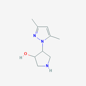 molecular formula C9H15N3O B3232656 4-(3,5-dimethyl-1H-pyrazol-1-yl)pyrrolidin-3-ol CAS No. 1344054-42-7