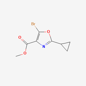 molecular formula C8H8BrNO3 B3232663 4-Oxazolecarboxylic acid, 5-bromo-2-cyclopropyl-, methyl ester CAS No. 1344088-63-6