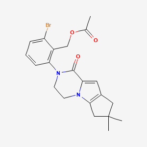 molecular formula C21H23BrN2O3 B3232773 2-Bromo-6-[7,7-dimethyl-1-oxo-3,4,7,8-tetrahydro-1H-cyclopenta[4,5]pyrrolo[1,2-a]pyrazin-2(6H)-yl]benzyl Acetate CAS No. 1346674-24-5
