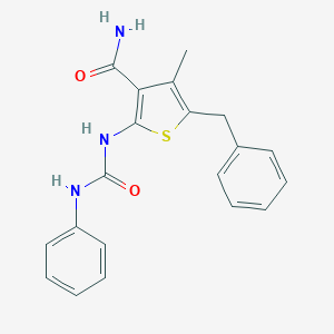 molecular formula C20H19N3O2S B323294 2-[(anilinocarbonyl)amino]-5-benzyl-4-methyl-3-thiophenecarboxamide 