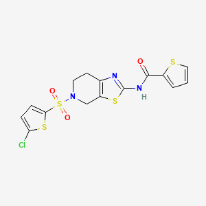 molecular formula C15H12ClN3O3S4 B3233104 N-(5-((5-chlorothiophen-2-yl)sulfonyl)-4,5,6,7-tetrahydrothiazolo[5,4-c]pyridin-2-yl)thiophene-2-carboxamide CAS No. 1351587-52-4