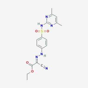 molecular formula C17H18N6O4S B323317 ethyl cyano[(4-{[(4,6-dimethyl-2-pyrimidinyl)amino]sulfonyl}phenyl)hydrazono]acetate 
