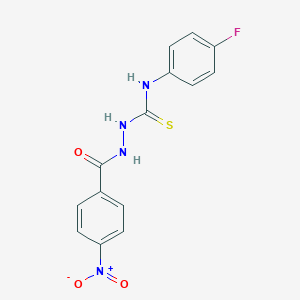 molecular formula C14H11FN4O3S B323511 N-{[(4-FLUOROPHENYL)CARBAMOTHIOYL]AMINO}-4-NITROBENZAMIDE 