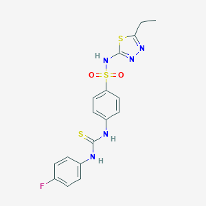 molecular formula C17H16FN5O2S3 B323519 N-(5-ethyl-1,3,4-thiadiazol-2-yl)-4-{[(4-fluoroanilino)carbothioyl]amino}benzenesulfonamide 