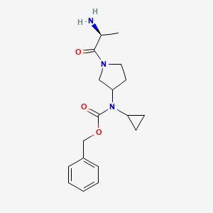 molecular formula C18H25N3O3 B3235599 [1-((S)-2-Amino-propionyl)-pyrrolidin-3-yl]-cyclopropyl-carbamic acid benzyl ester CAS No. 1354025-45-8