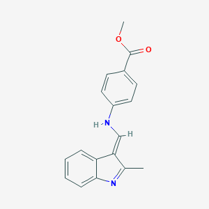 molecular formula C18H16N2O2 B323562 methyl 4-[[(E)-(2-methylindol-3-ylidene)methyl]amino]benzoate 