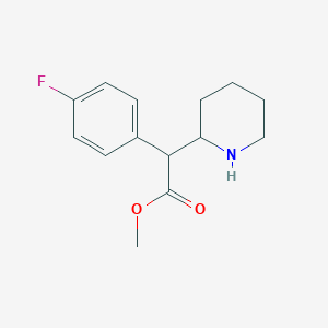 molecular formula C14H18FNO2 B3235625 Methyl 2-(4-fluorophenyl)-2-(piperidin-2-yl)acetate CAS No. 1354631-33-6