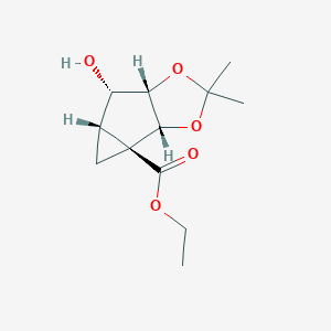 molecular formula C12H18O5 B032363 Ethyl (1R,2S,4S,5S,6S)-5-hydroxy-8,8-dimethyl-7,9-dioxatricyclo[4.3.0.02,4]nonane-2-carboxylate CAS No. 793695-59-7