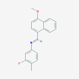 molecular formula C19H16FNO B323682 N-(3-fluoro-4-methylphenyl)-N-[(4-methoxy-1-naphthyl)methylene]amine 